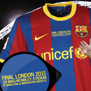 10-11 Barcelona Home Shirt + 2011 Champions League Final Transfer